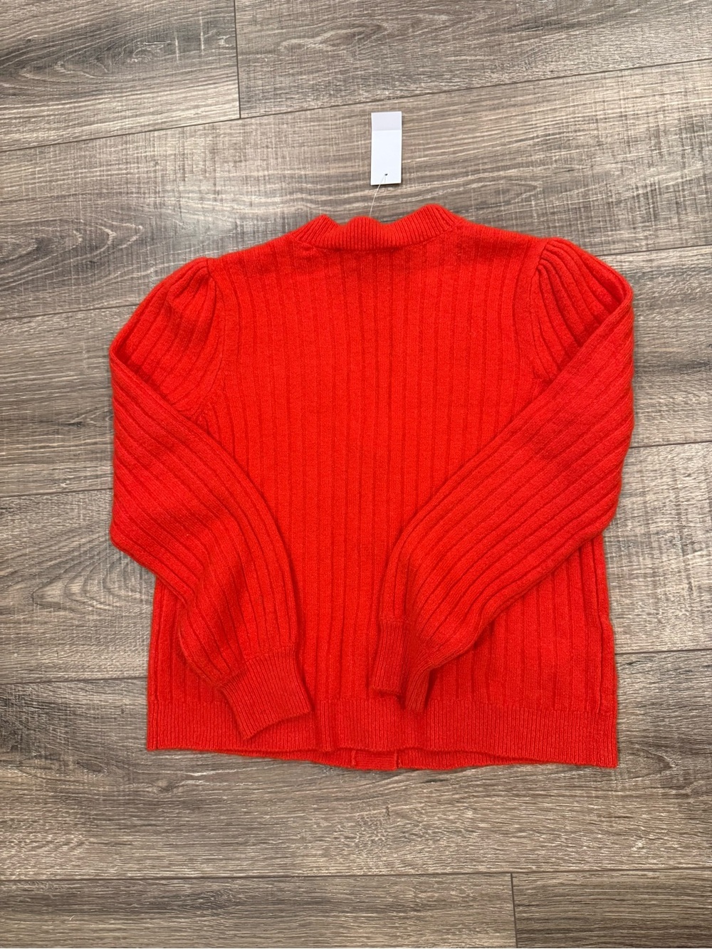 LOFT Red Ribbed V-Neck Button Cardigan Sweater - Picture 4 of 5